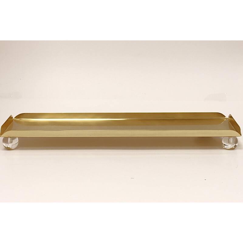 3 Bowl Relish Dish on Tray Gold with Clear Ball Legs - 14.8"L