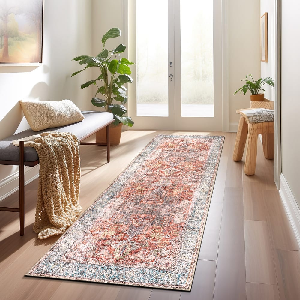 World Rug Gallery Vintage Inspired Distressed Machine Washable Area Rug