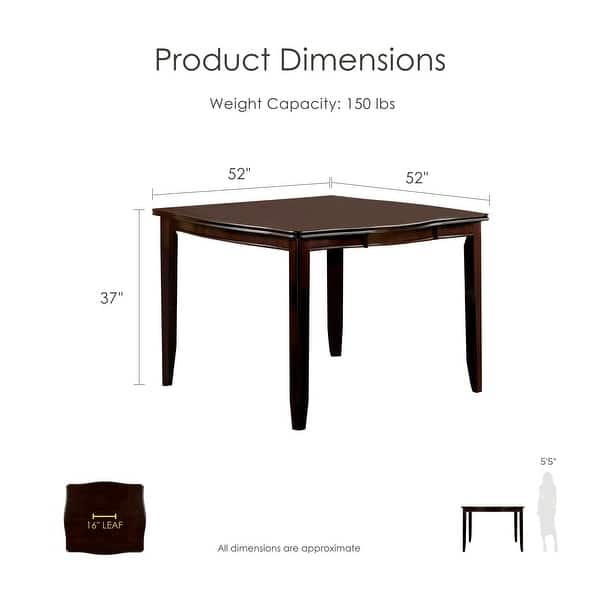 Furniture of America Betsy Espresso 52-inch Square Expandable Counter ...