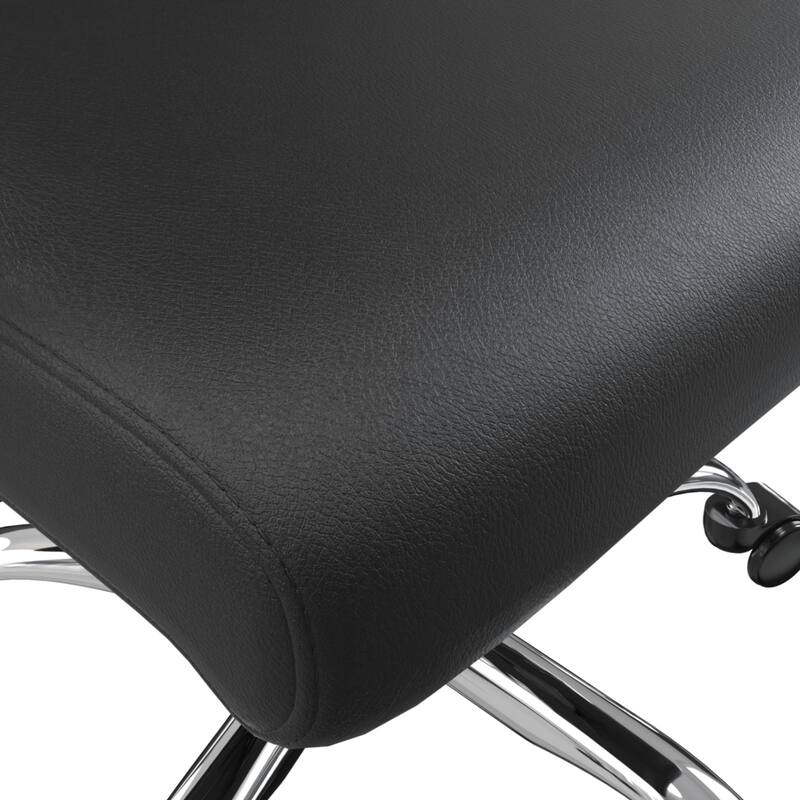 LeisureMod Evander Modern Swivel Office Chair in Faux Leather with Silver Frame