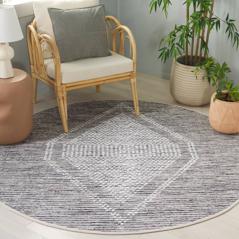 SAFAVIEH Handmade Montauk Bryngerdur Casual Cotton Rug - 6' Round - Black/Ivory