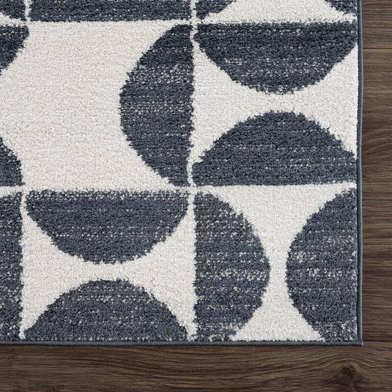 Abani Rugs Nuevo NUE170A High-contrast Charcoal and Ivory Area Rug