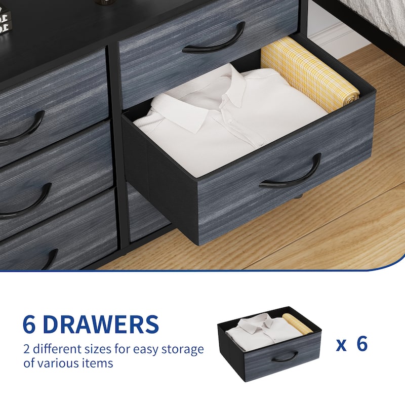 Moasis 5/6/8-drawer Fabric Dresser Bedroom Storage Tower with Wood Grain