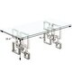 preview thumbnail 4 of 5, Dining Table Modern Tempered Glass Table with Steel Heavy Base Kitchen