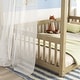 preview thumbnail 5 of 32, Full Size Pine Wood Canopy Frame Floor Bed with Fence and Guardrails for Bedroom