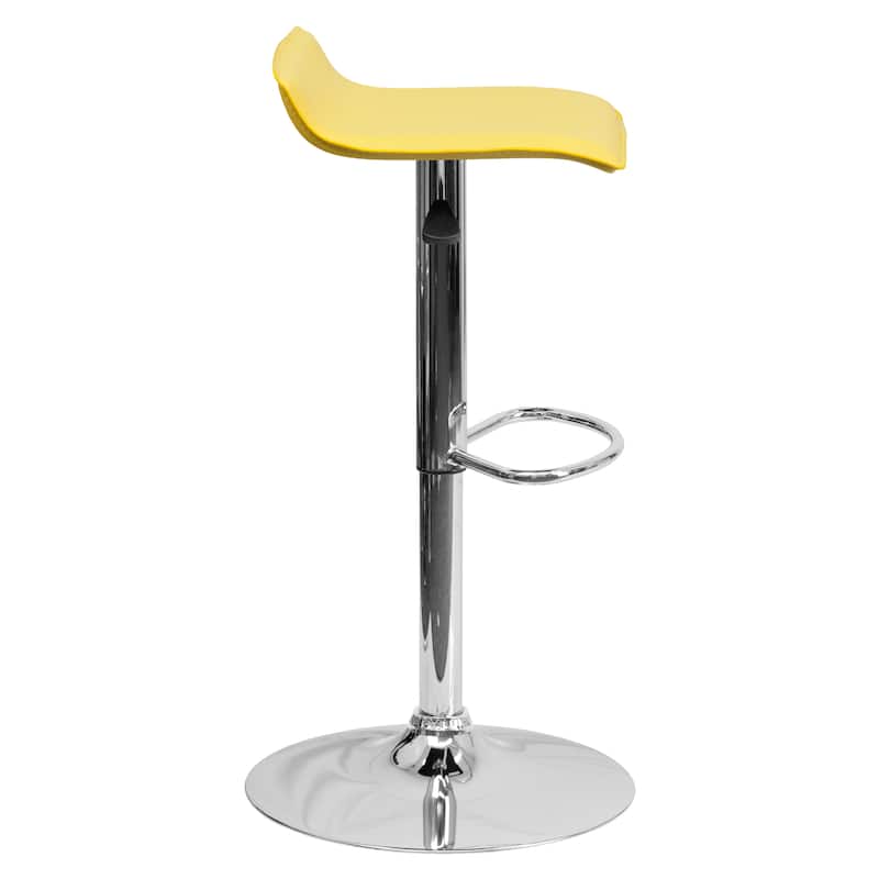 2 Pack Contemporary Vinyl Adjustable Height Barstool with Solid Wave Seat - 15"W x 15"D x 25.5" - 34"H