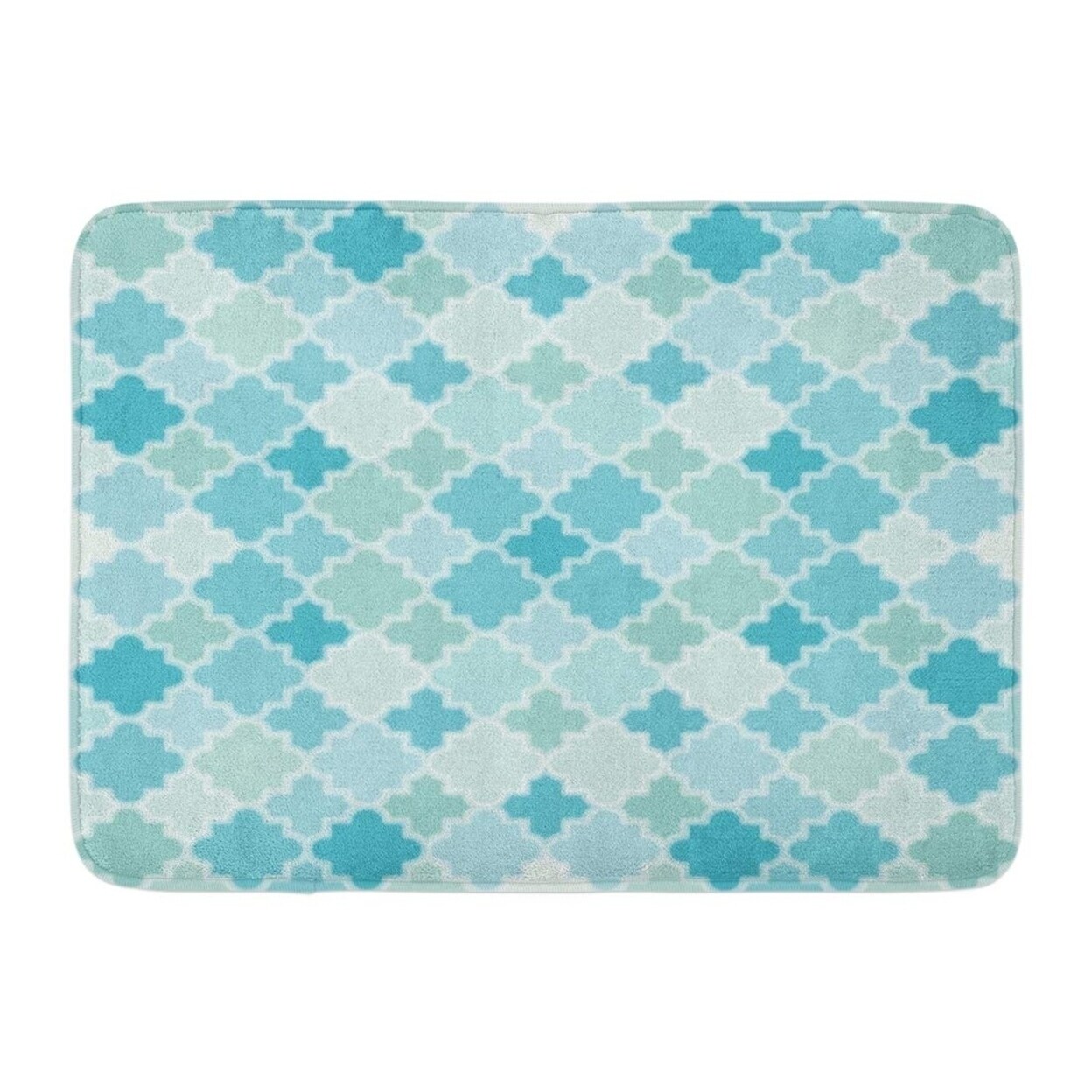 Shop Teal Moroccan Abstract Turquoise Pattern Quatrefoil Lattice Shapes Blue Clover Doormat Floor Rug Bath Mat 23 6x15 7 Inch Multi Overstock 31775668