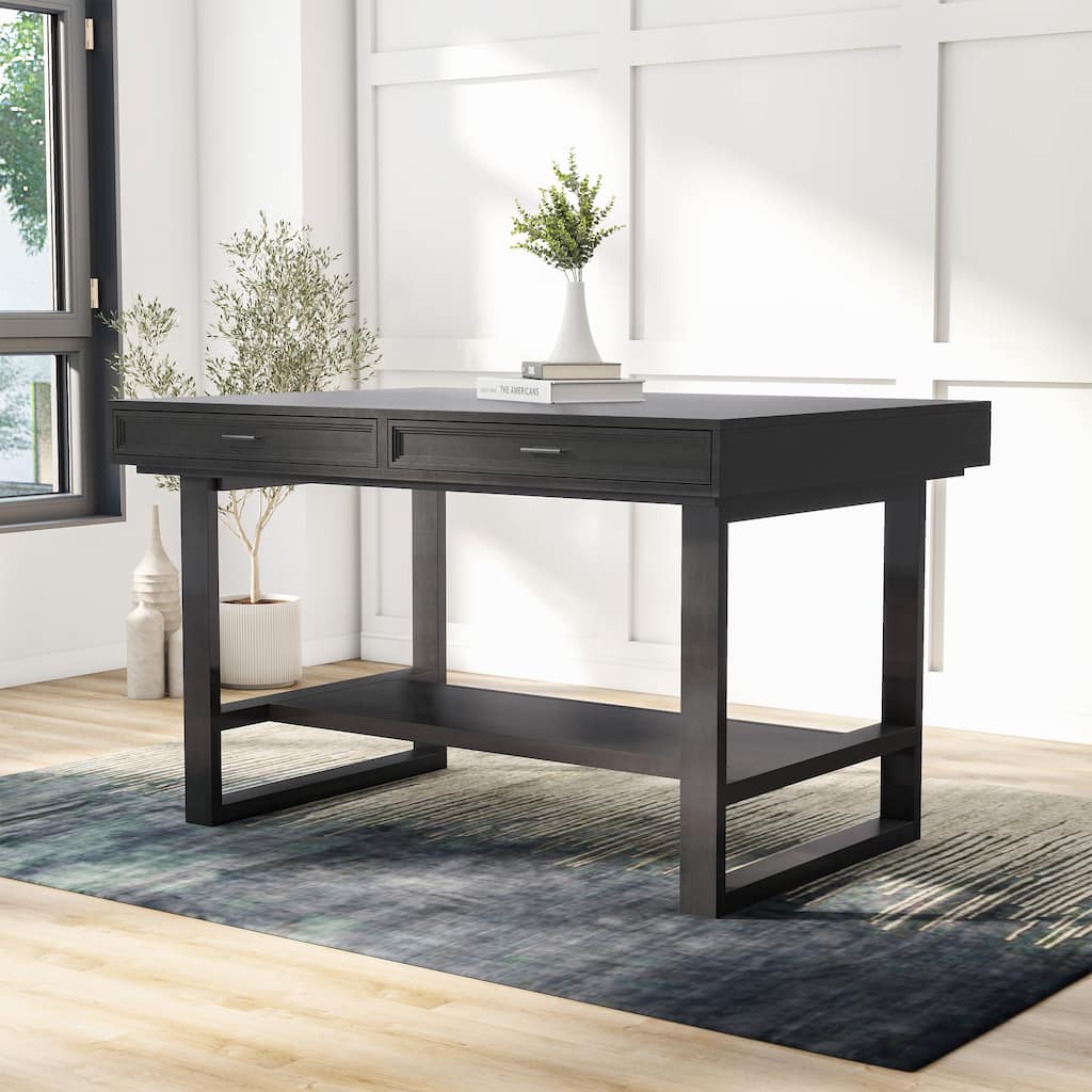 Furniture of America Isolde Black 60-inch Solid Wood Counter Height Dining Table with Drawers