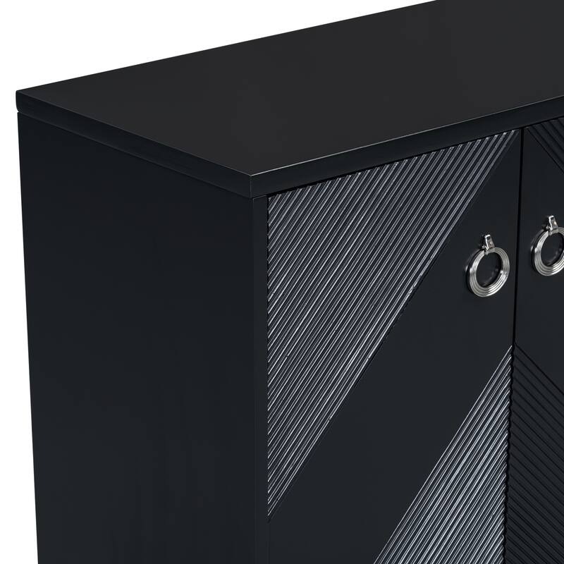 60" Buffet Cabinet Accent Sideboard wiith Adjustable Shelf, Black