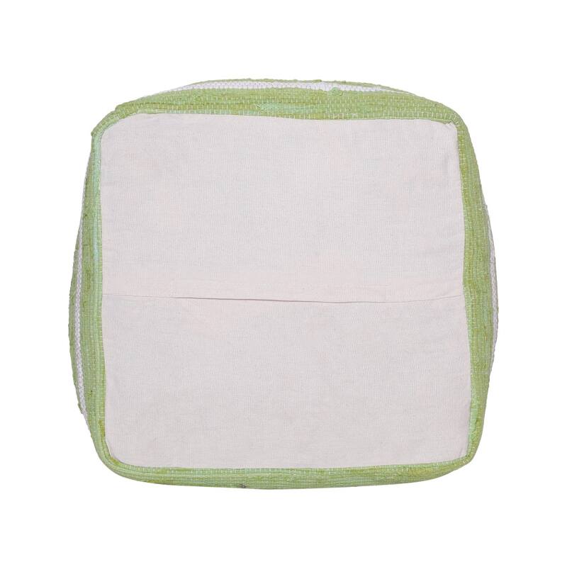 18 Inch Pouf Ottoman Cotton Cube Striped Accent Foot Stool