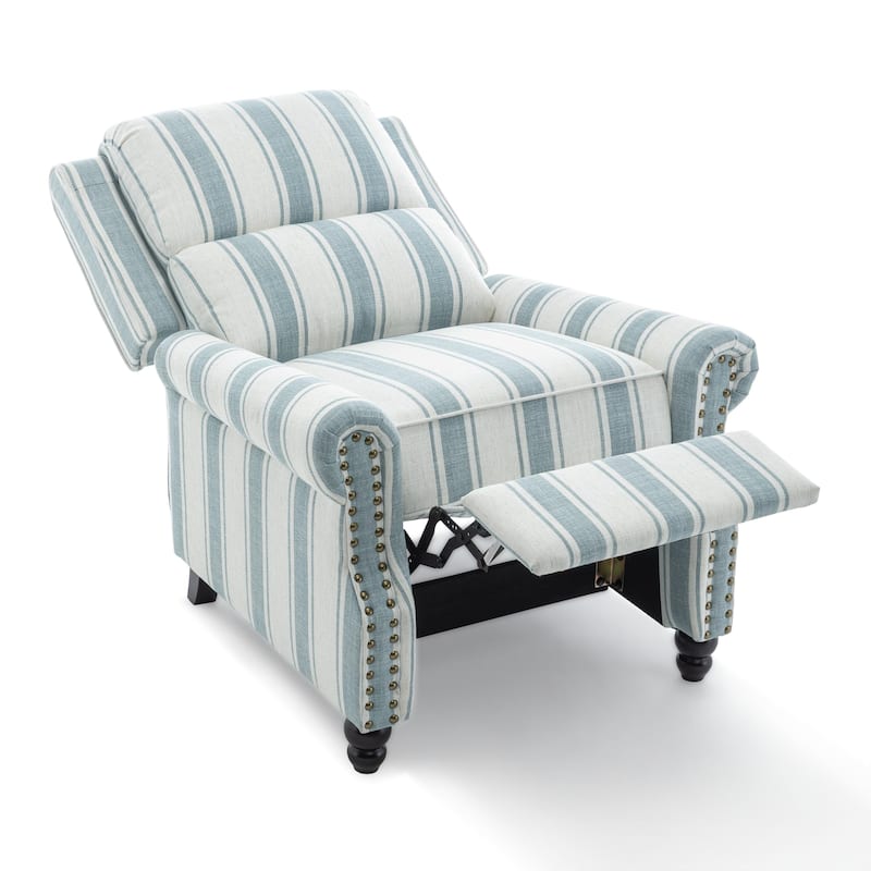 Mid-Century Nailhead PU Leather Linen Recliner