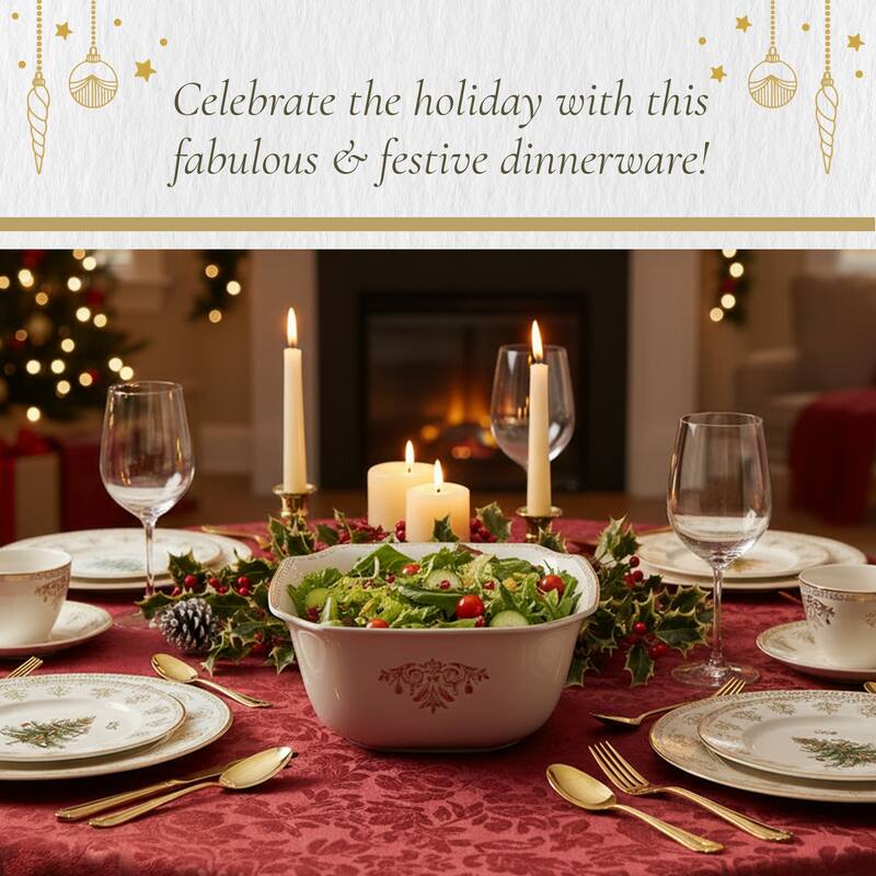 Spode Christmas Tree Gold 10 Inch Square Bowl - 10-Inch