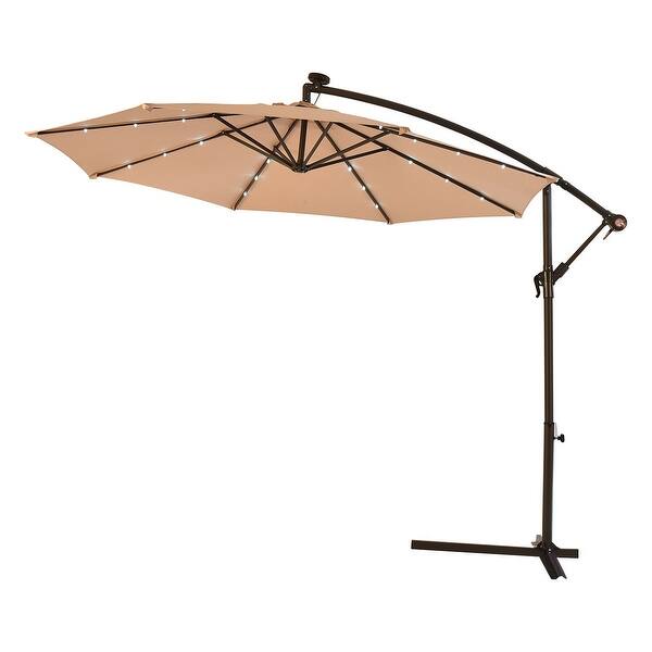 Costway 10 Patio Umbrella With Solar Led Lights And Costway 10 Patio Umbrella With