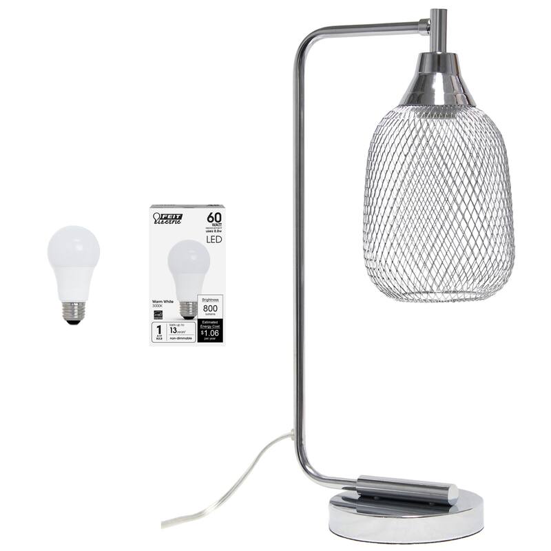 Desk Lamp with Mesh Wire Shade - 19" - Chrome Finished