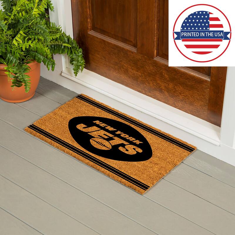 New York Jets Monochrome Indoor/Outdoor Coir Door Mat - 28" x 16"