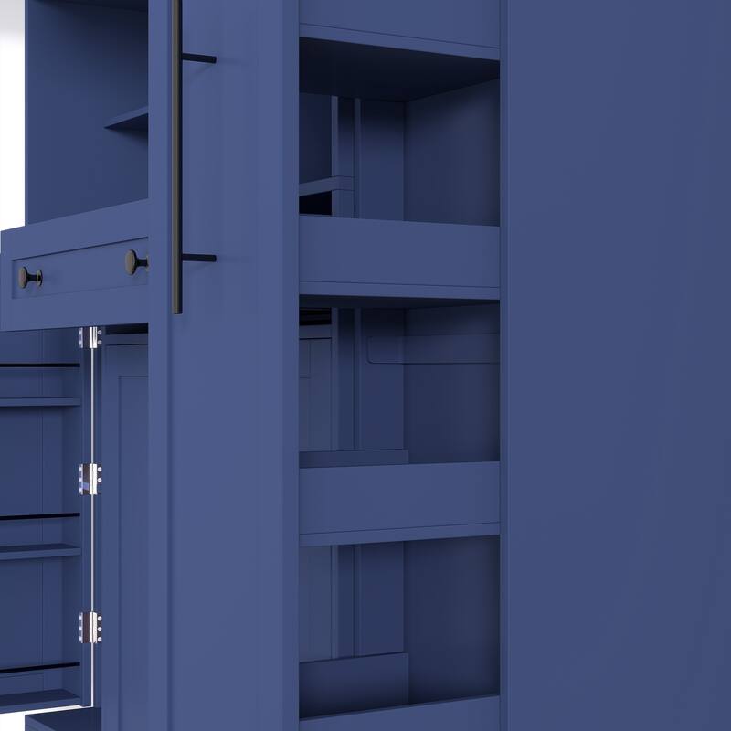 Large Kitchen Pantry Storage Cabinet Cupboard, Buffet with Hutch and Pull-Out Side Cabinet for Enhanced Kitchen Organization