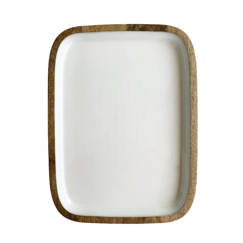 Enameled Mango Wood Tray