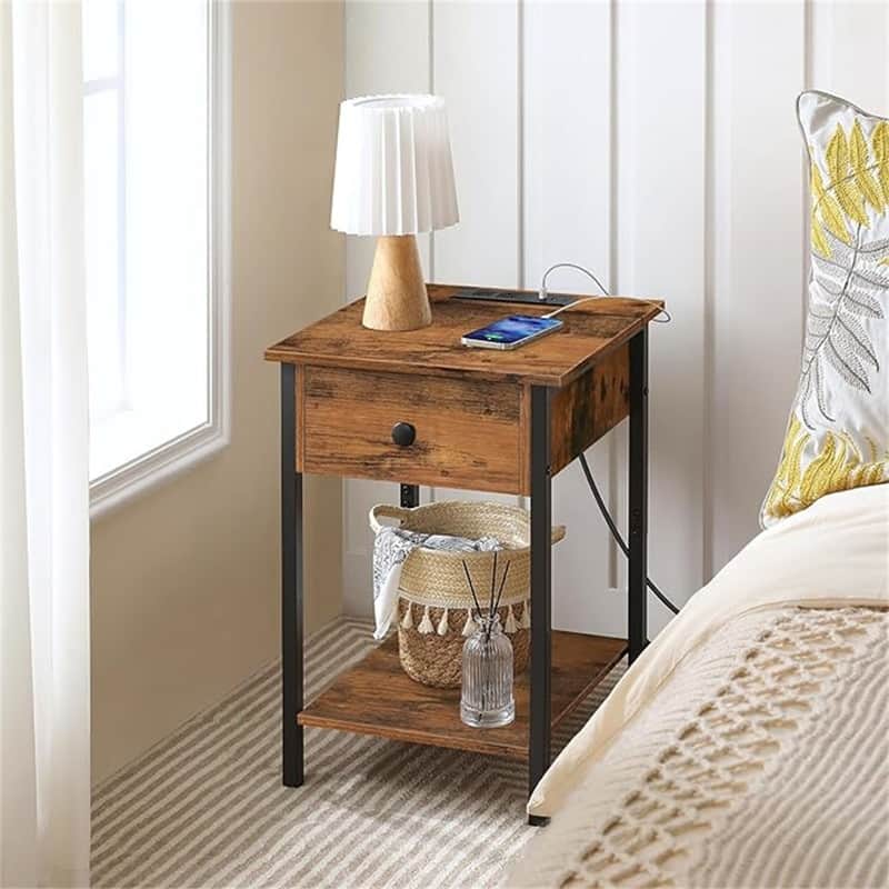 Nightstand with USB Ports and Outlets set of 2