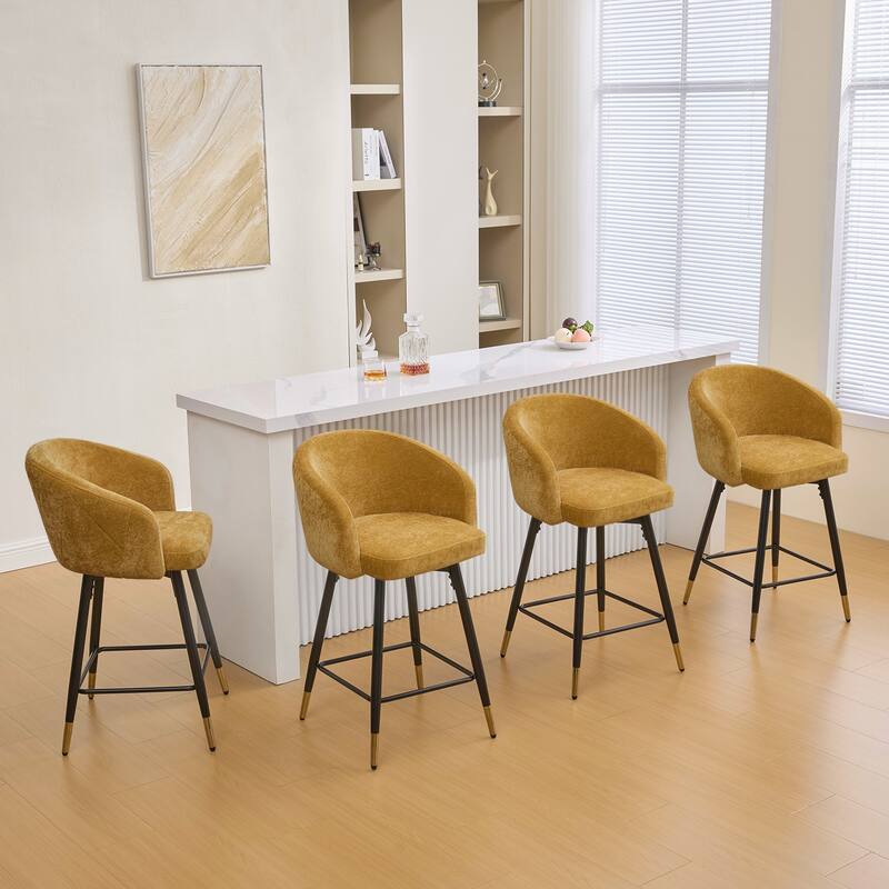 26" Swivel Counter Height Bar Stool with Arms and Metal Legs - 37"H x 22"W x 22"D