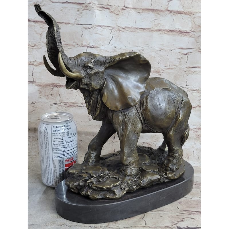 Bronze Metal Elephant Statue Sculpture Figure Figurine 12 Inches X 14 Inches