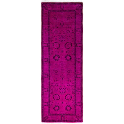 Overdyed One-of-a-Kind Hand-Knotted Area Rug - Pink - 3' 2" x 9' 1"