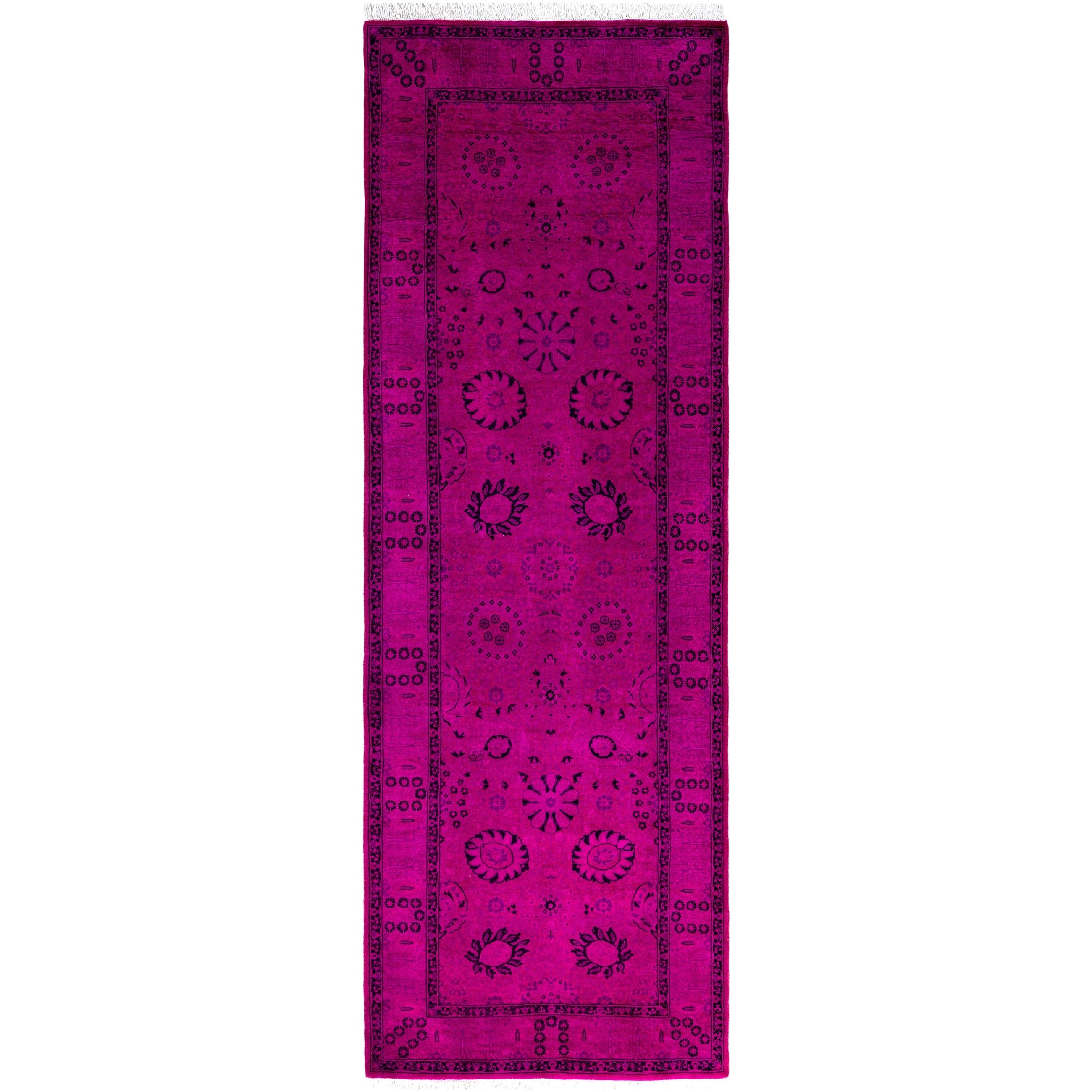 Overdyed One-of-a-Kind Hand-Knotted Area Rug - Pink - 3' 2" x 9' 1"