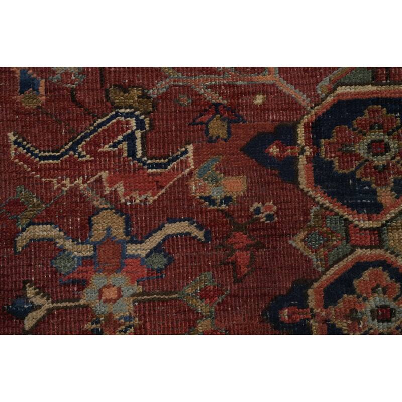Hand Knotted Oriental 100% Wool Carpet Traditional Medallion Oranges & Rust Heriz (serapi) Area Rug - 10' 7'' X 8' 9''