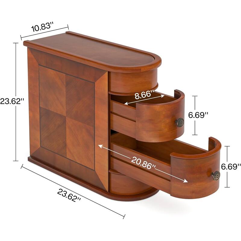 Solid Wood End Table with Storage No Assembly Required