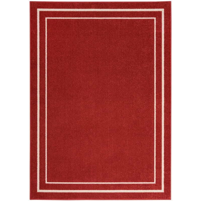 Nourison Sandy Indoor / Outdoor Solid Area Rug - 6' x 9' - Brick/Ivory