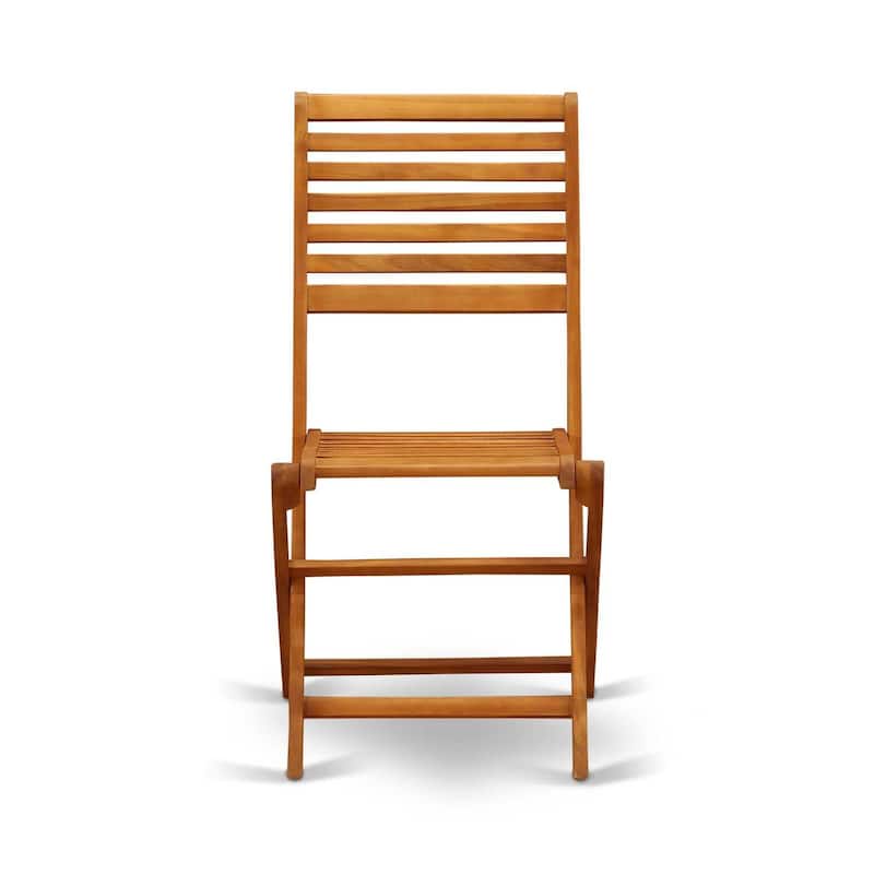 Outdoor Acacia Wood Folding Chairs - 2 Pack Patio Side Chairs for Garden, Deck, Porch - 35.4