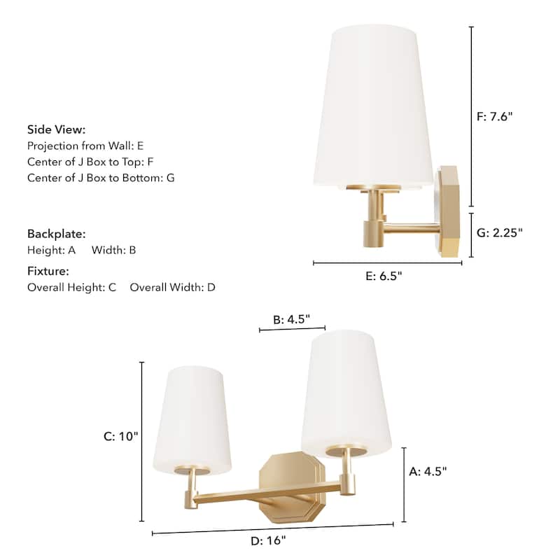 Hunter Nolita Vanity Wall Light - Bathroom - Contemporary, Transitional - White Glass Shades - Damp Rated!