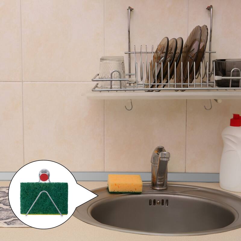 Magnetic Sponge Holder for Kitchen Sink, Stainless Steel Sponge Holder - Silver