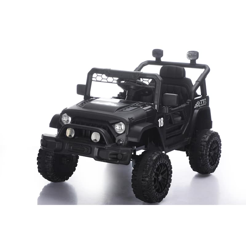 12V Kids Electric Off-Road Car with Remote Control, Ride on Car Black Battery Powered Electric Car with LED Lights