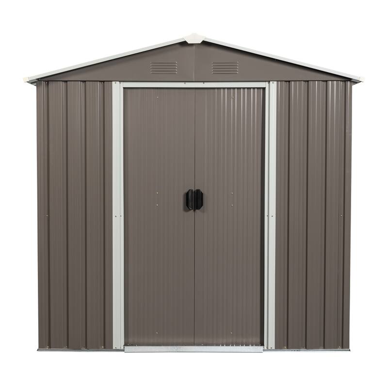 GDF Studio - Glissade Outdoor Metal Storage Shed with Galvanized Steel Panels and Sliding Doors