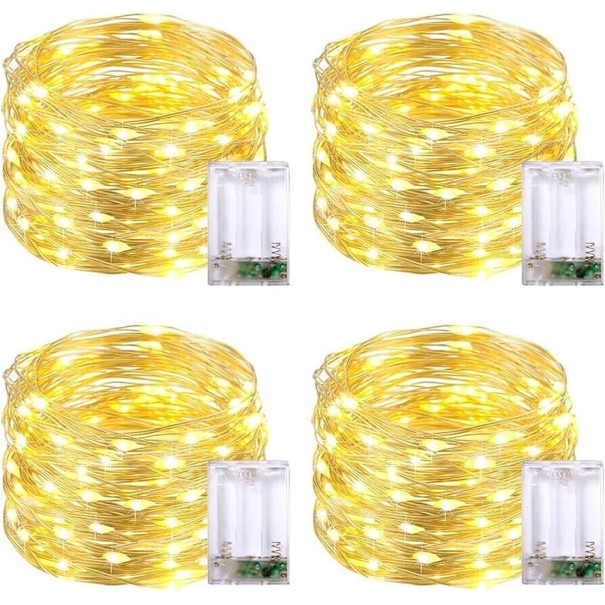 4-Pack 16.1ft 50 LED White Fairy Lights Battery Operated
