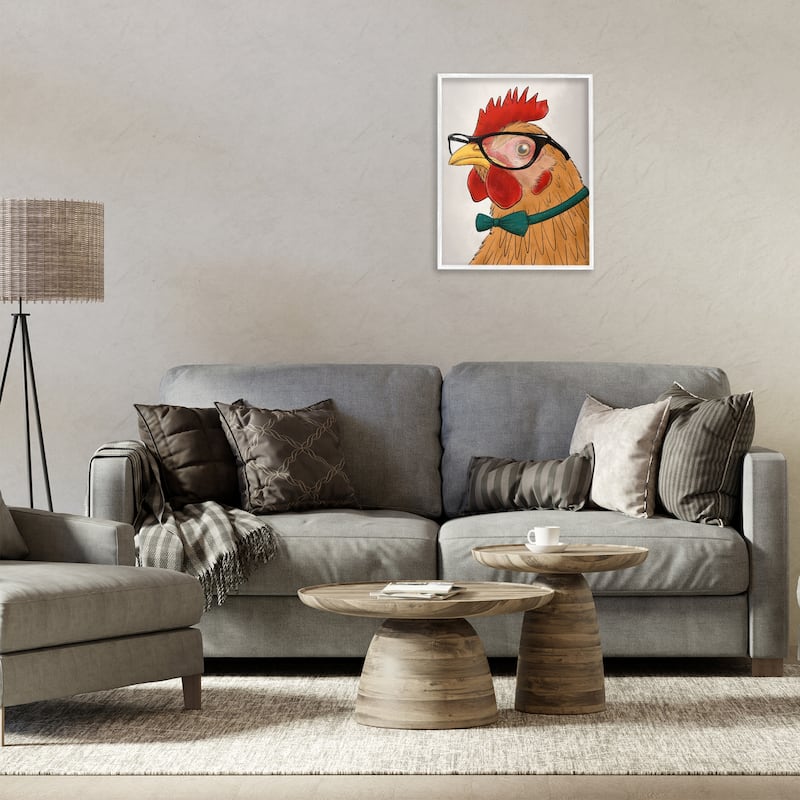 Stupell Funny Hipster Rooster Framed Giclee Art Design By Marcus Prime