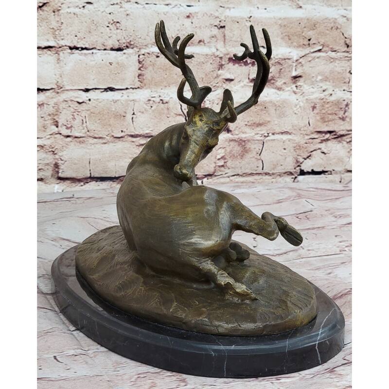 Trophy Bronze Antelope Buck Sculpture Statue Marble Base Figure Figurine Hotcast