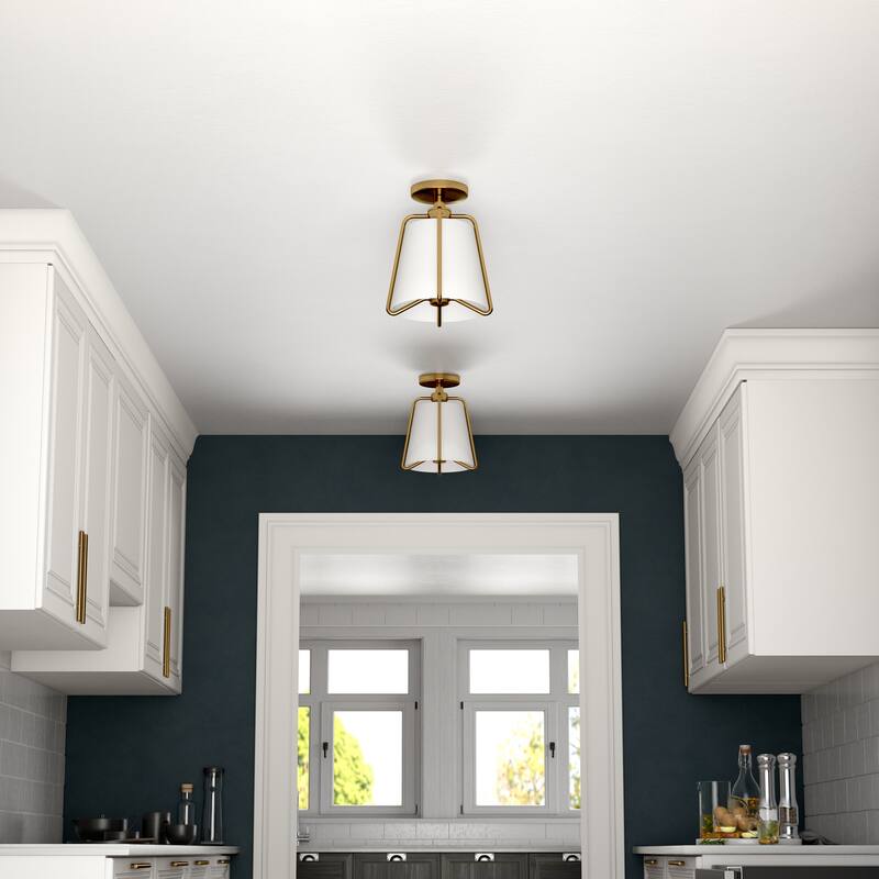 Marduk 9.5" Semi Flush Mount with Fabric Shade