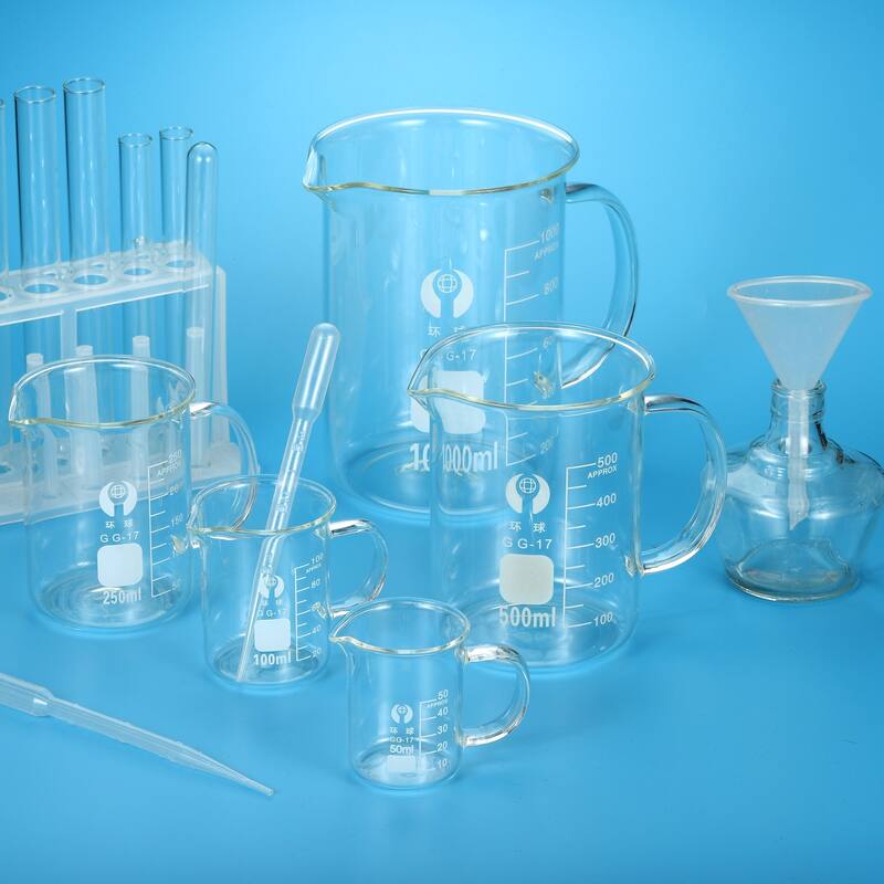 500ml Glass Beaker with Handle, 3.3 Borosilicate Graduated Lab Measuring Cups - Clear