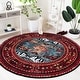 preview thumbnail 13 of 49, SAFAVIEH Vintage Hamadan Gody Oriental Distressed Rug 6'7" x 6'7" Round - Red/Light Blue