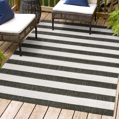 JONATHAN Y Vinales Two-Tone Wide Stripe Indoor/Outdoor Area Rug