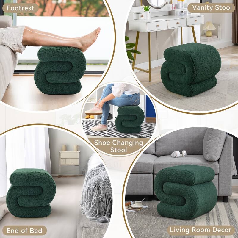 S-shape Teddy Fabric Ottoman