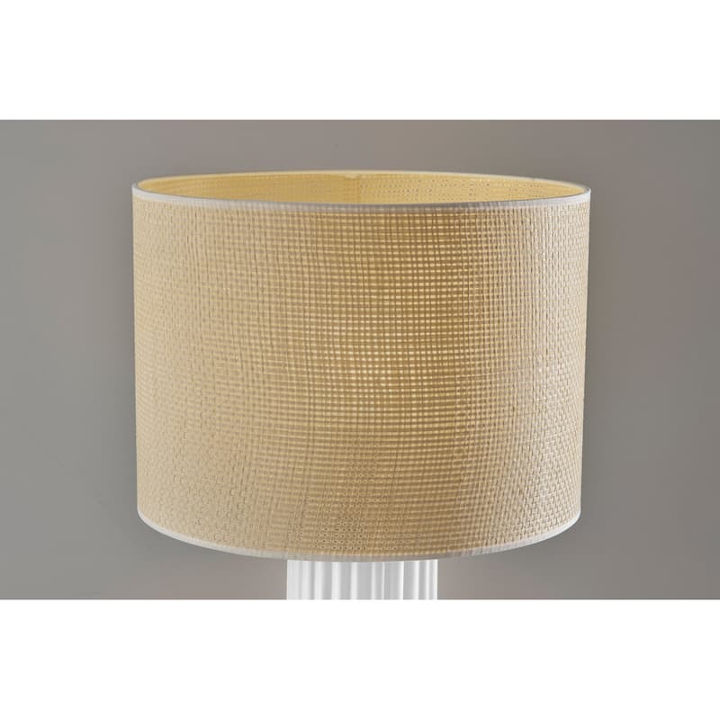 HomeRoots 29" White Ceramic Cylinder Table Lamp With Beige Drum Shade - 15.5