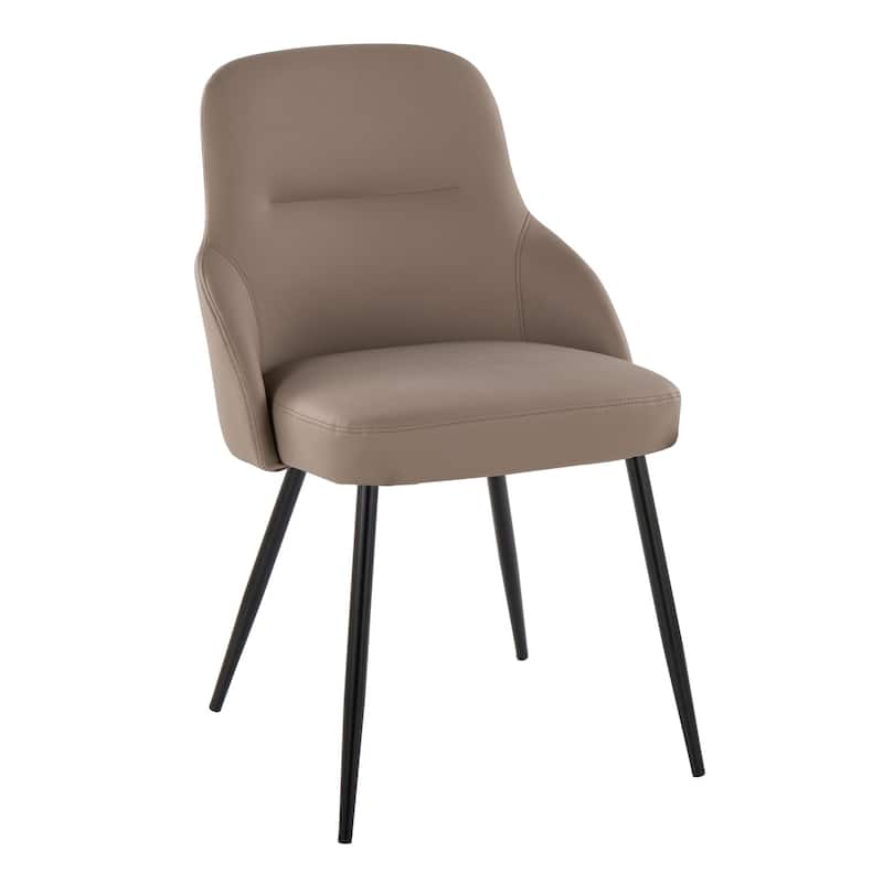 York Upholstered Contemporary Chair in Black Metal - Set of 2