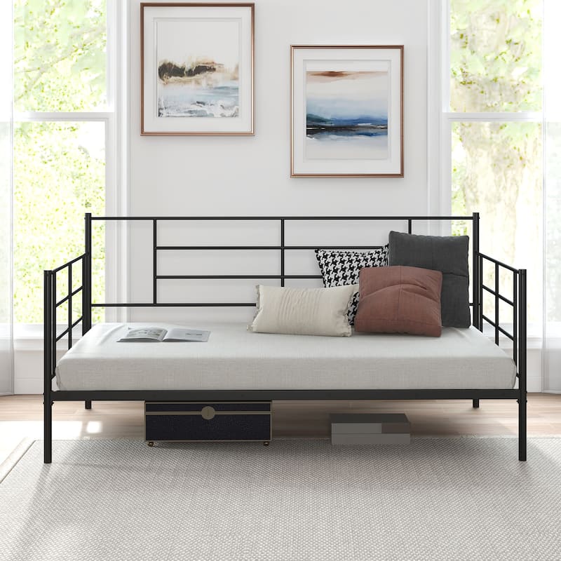 Twin Metal Daybed Frame with Armrests Modern Sofa Design
