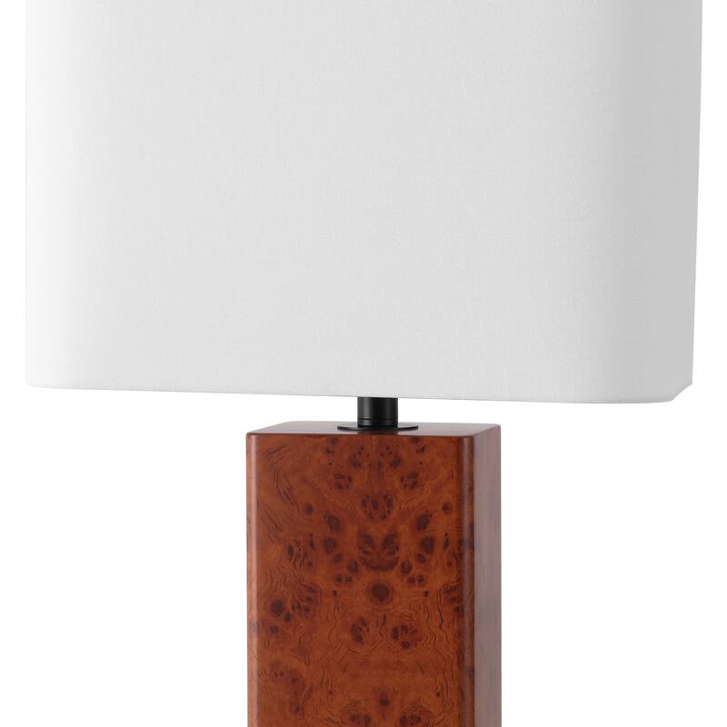 SAFAVIEH Couture Elsee Burl Wood Table Lamp - 15"W x 12"D x 27"H