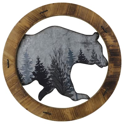 HiEnd Accents Round Bear wall décor