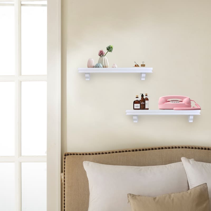 Danya B. 24" Floating Display Ledge Wall Shelves - Set of 2
