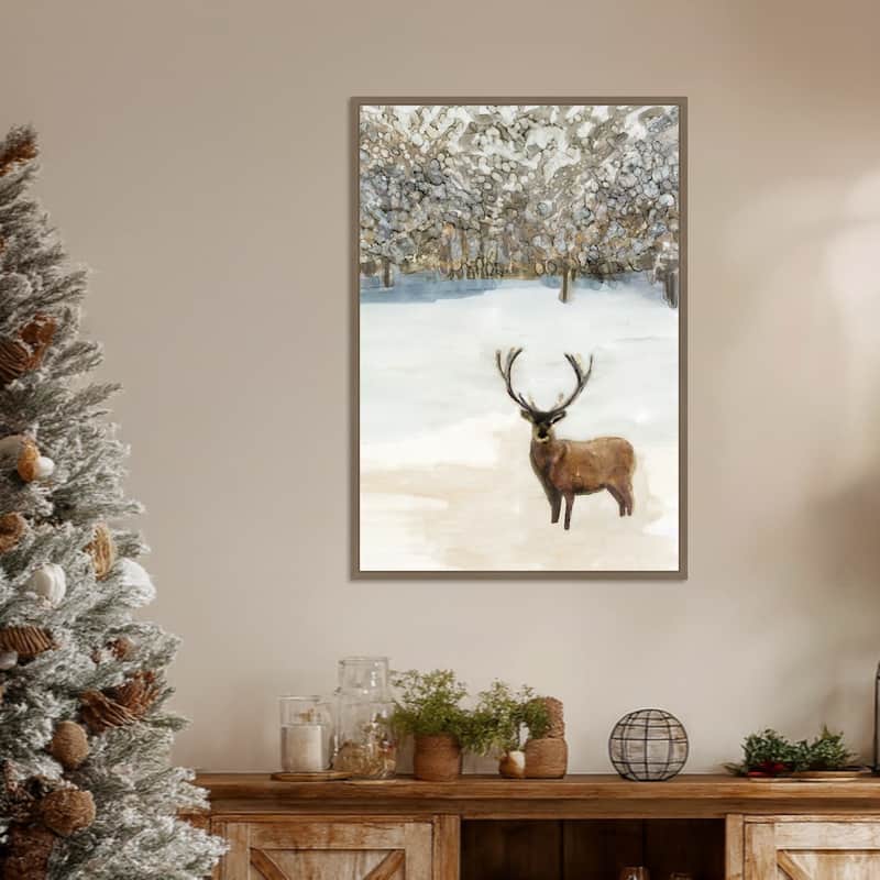 Grand Elk II by Stellar Design Studio (23 x 33 in.), Framed Canvas Wall Art Print - Sylvie Dark Gold