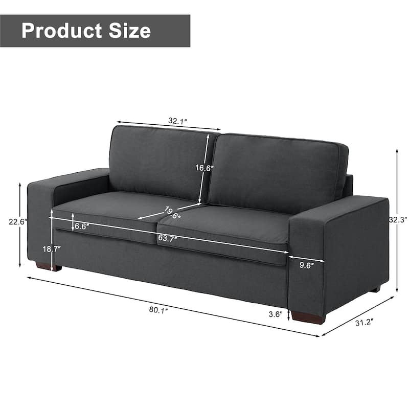 80.1" Wide Linen Corduroy Loveseat Living Room Sofa Couch
